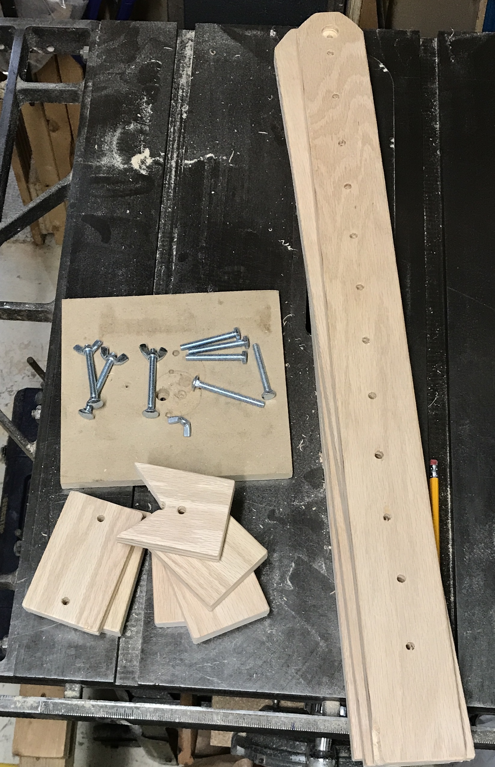 The parts for the frame clamping jig